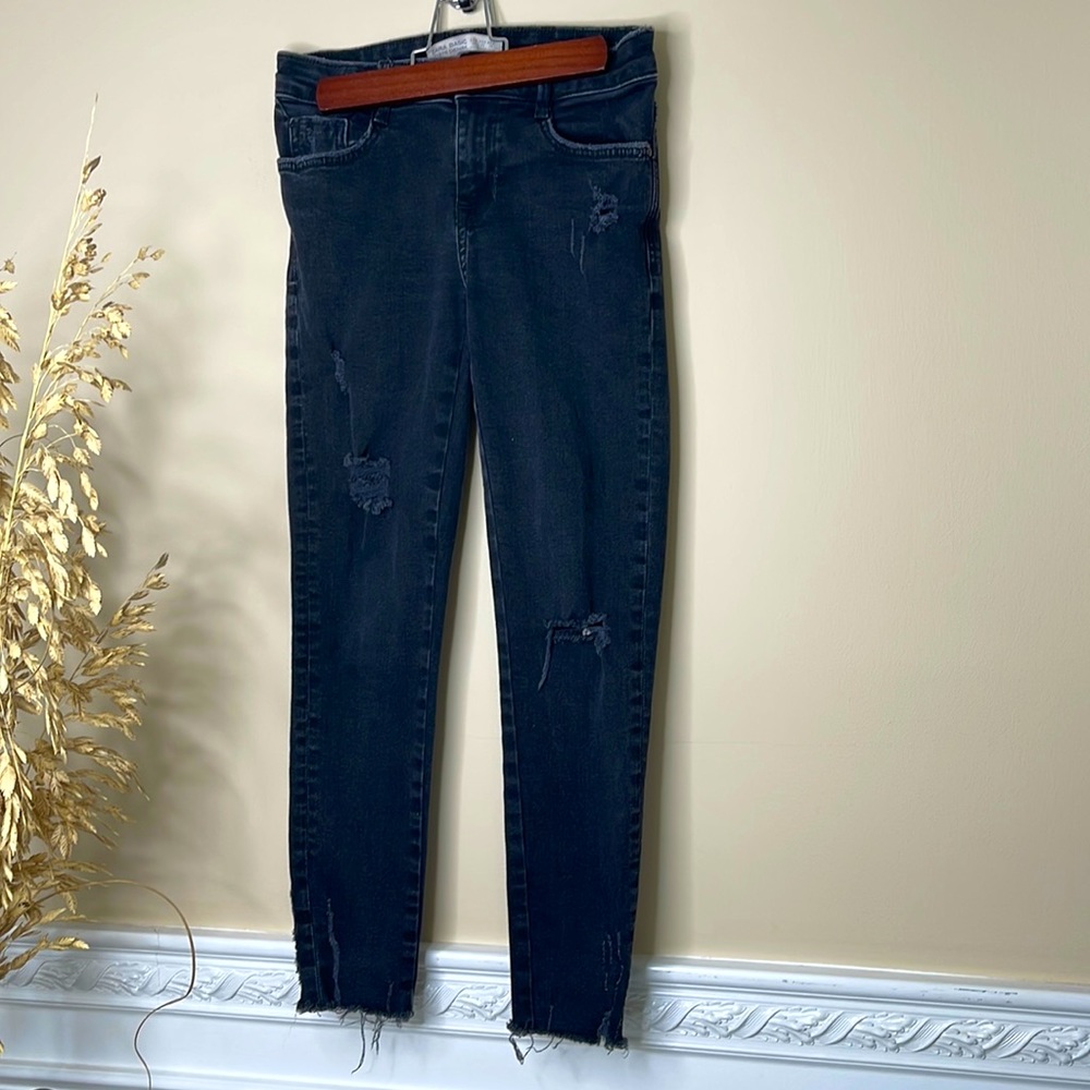 Zara Basic Destroyed Distressed Denim - image 1